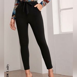 SHEIN - belted self tie skinny pants